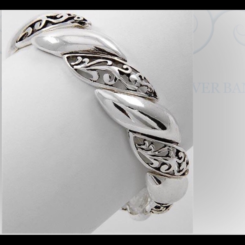 Silver Bangle Bracelet Design Solid & Filigree